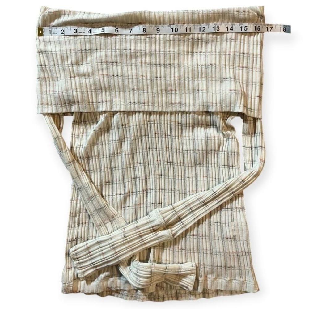 cream + brown plaid off the shoulder top Free People